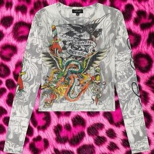 Ed Hardy Multicolor Tattoo-Inspired Long Sleeve